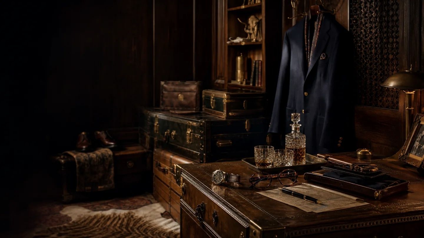The QuarterMaster field cabinet: durable objects arranged on a dark shelf.