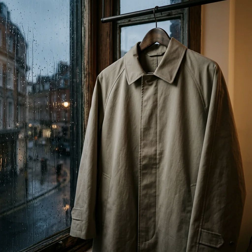 Editorial study of mac / raincoat for the QuarterMaster weather the road cabinet.