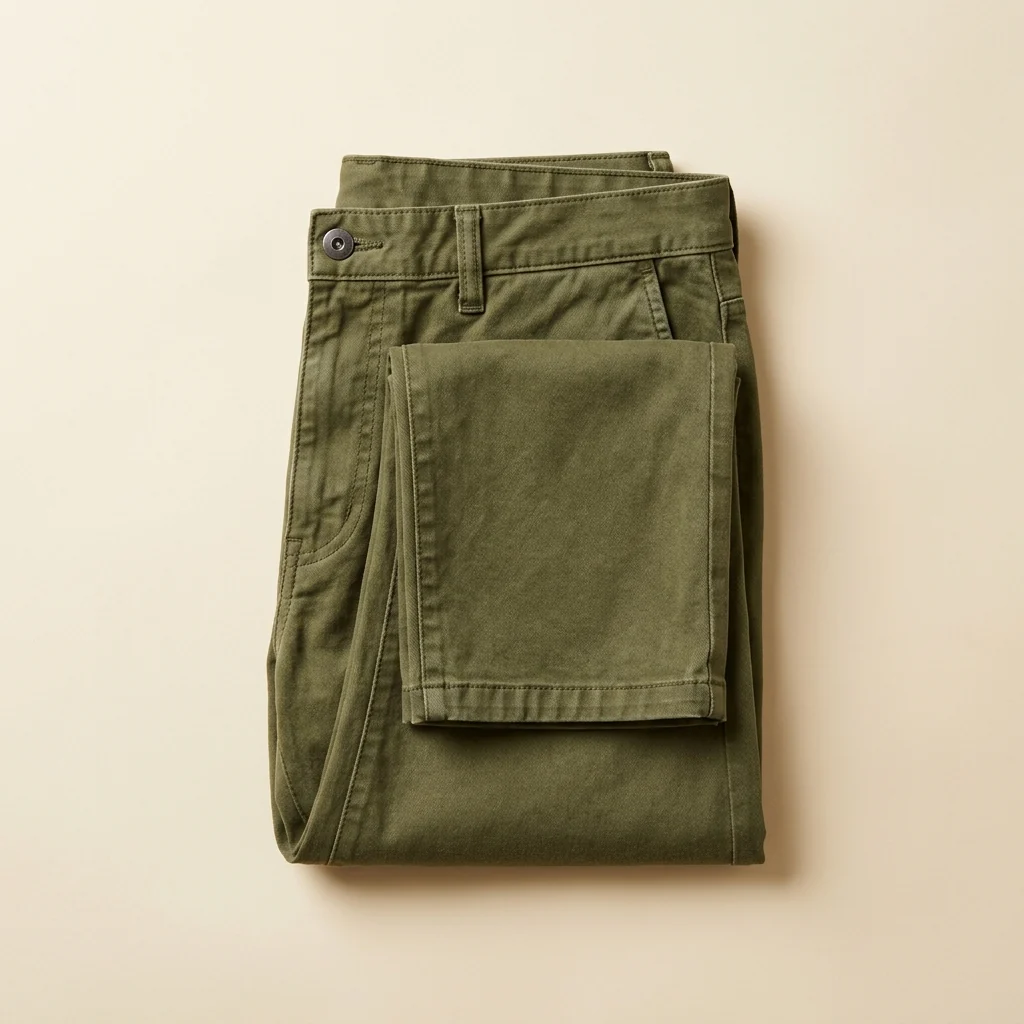 Olive garment-dyed cotton chino trousers product photo