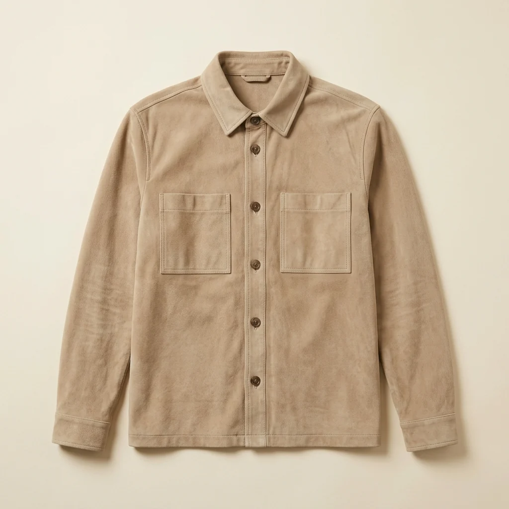 Sand suede overshirt product photo