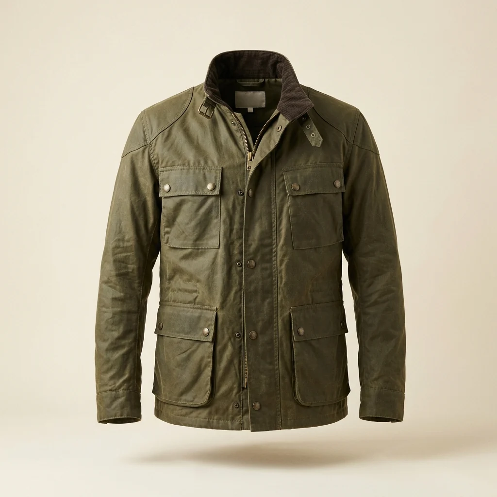 Olive waxed-cotton field jacket product photo