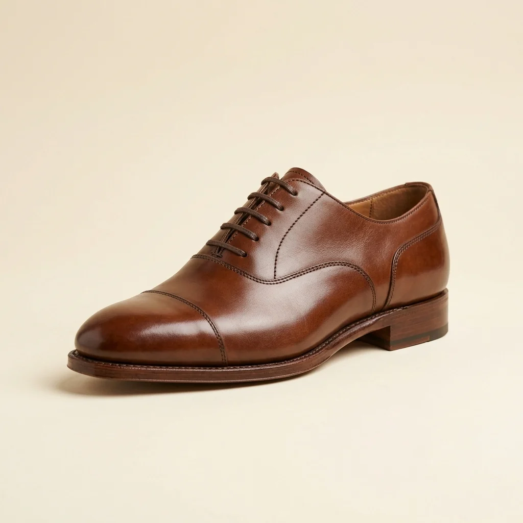Polished brown calf oxford shoe product photo